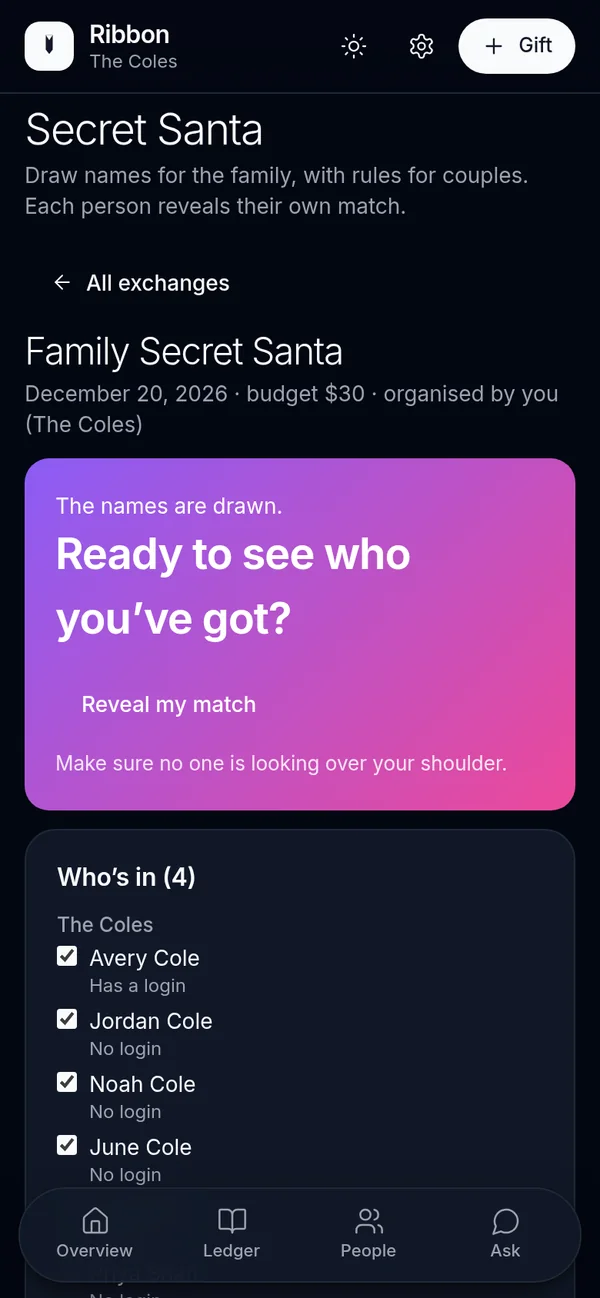 Secret Santa on a phone