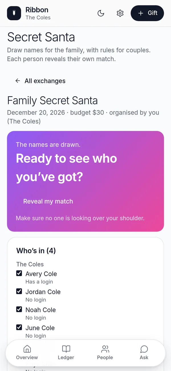 Secret Santa on a phone